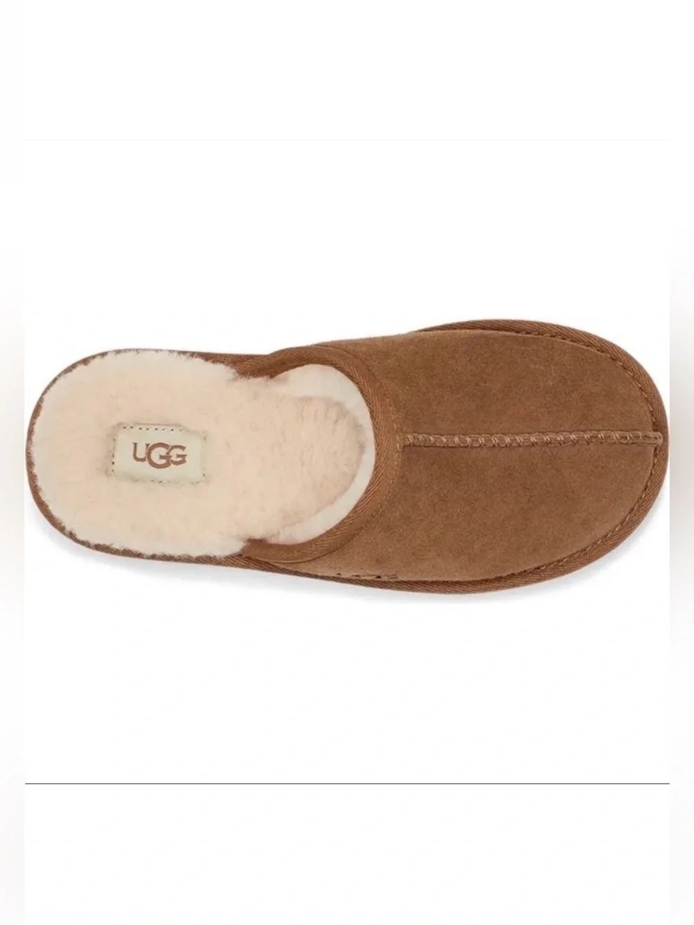 UGG Keegan Chestnut Suede Shearling Slide Slippers Kids 10M Cozy House Shoes